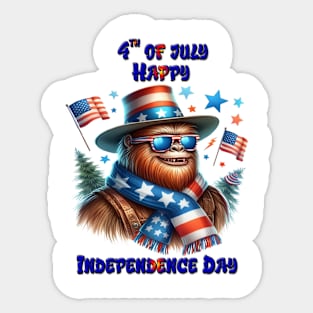 Stylish Bigfoot Rocking American Flag Hat Sticker